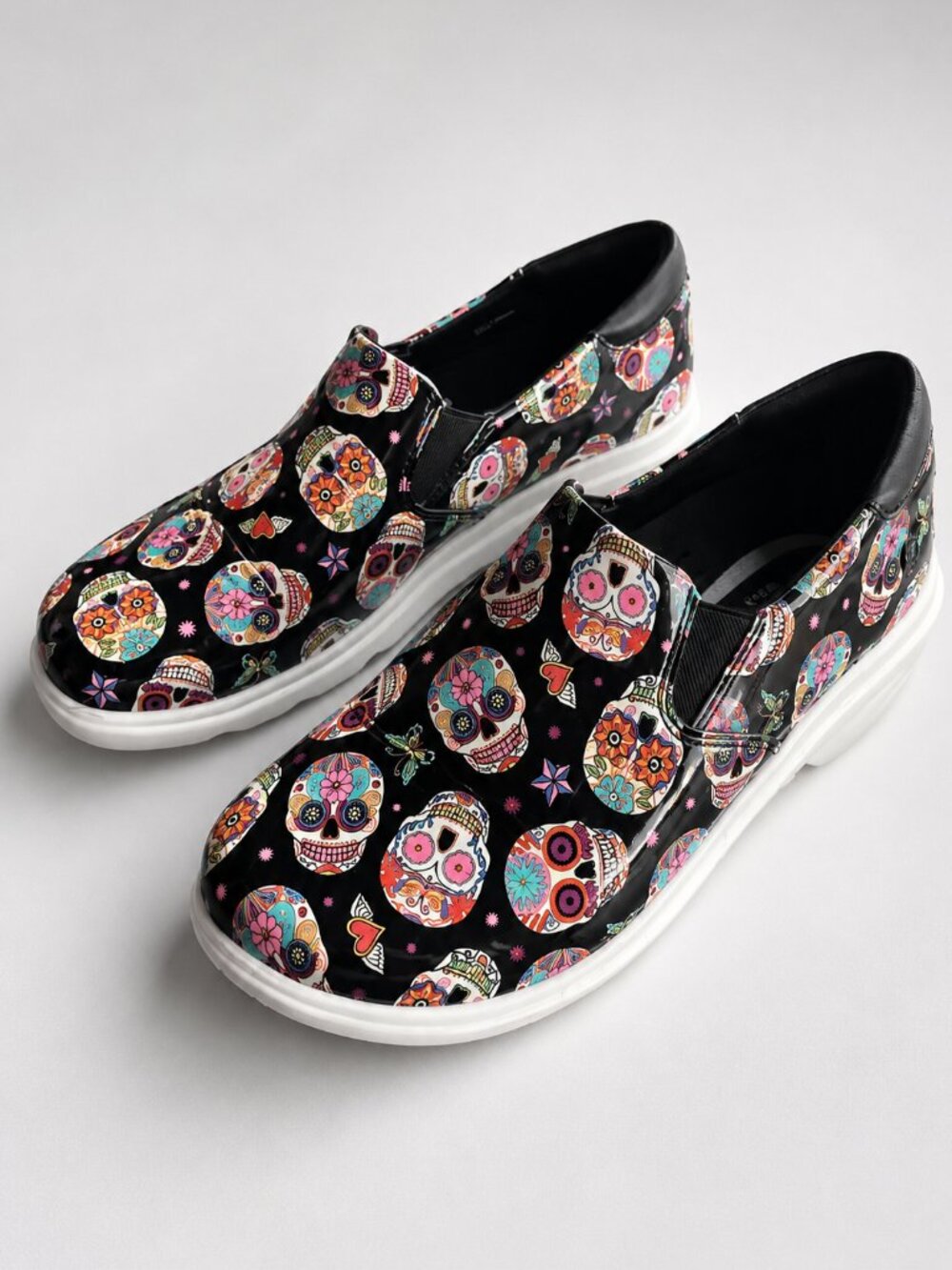 Klogs Ascent Candy Skulls Patent Clogs Dia de Los Muertos Slip Resistant Sz 8M